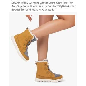 Dream Paris Womens Cozy Faux Fur Ankle Boots 7.5